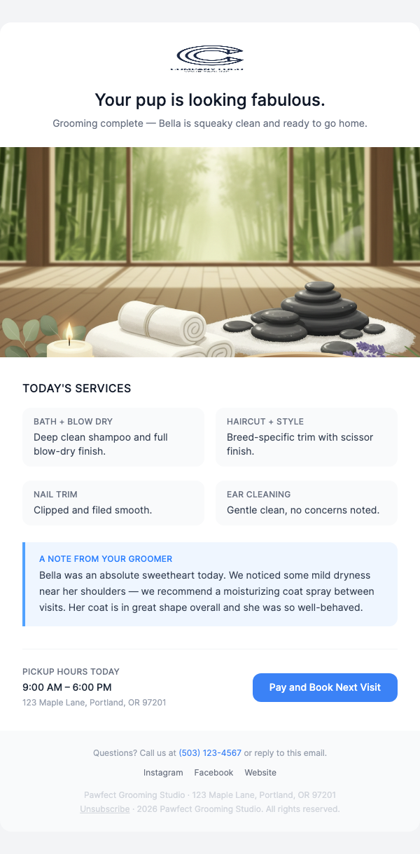 Grooming Complete – Your Pet Is Ready for Pickup