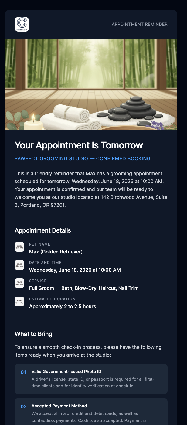 Grooming Reminder – Your Pet's Appointment Is Coming