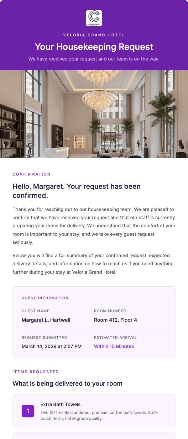 Housekeeping Request – We'll Take Care of That