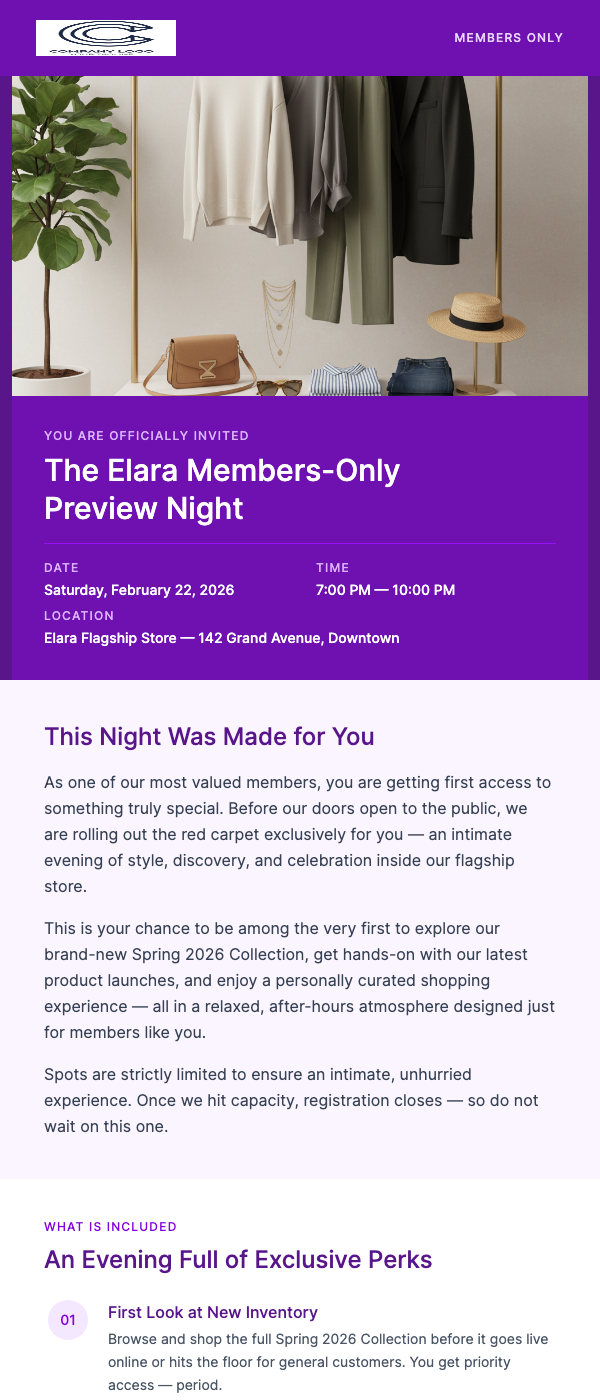 In-Store Event Invitation – Members-Only Preview