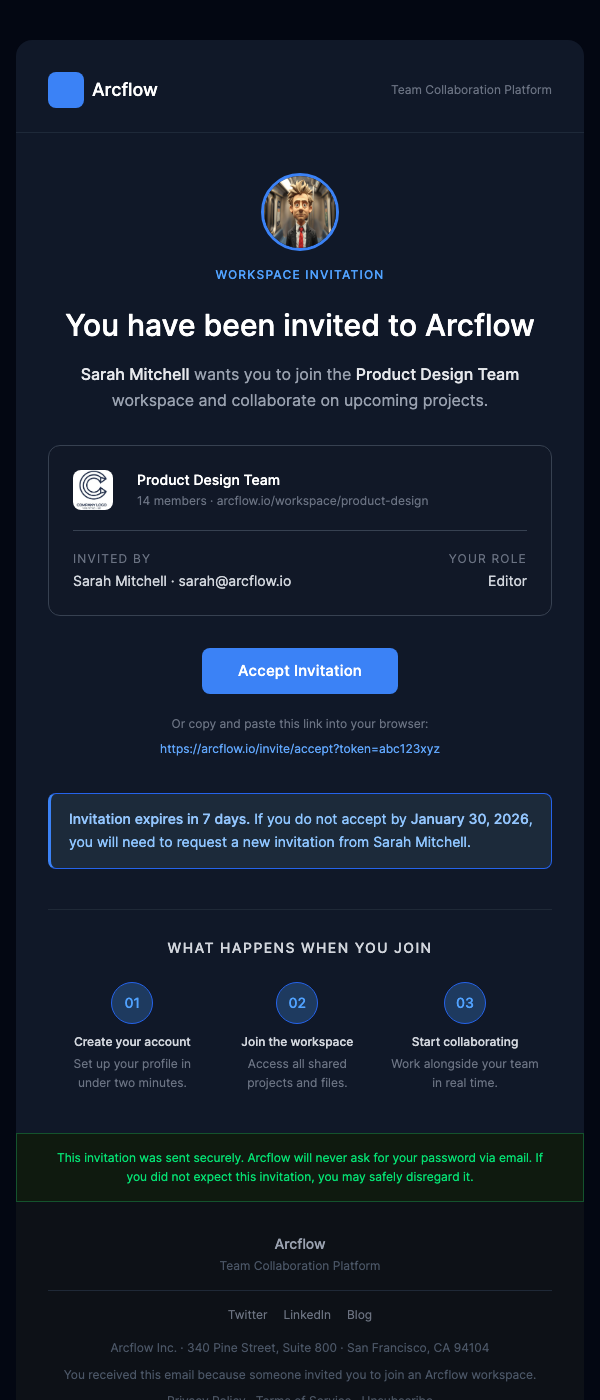 Invite User – Dark