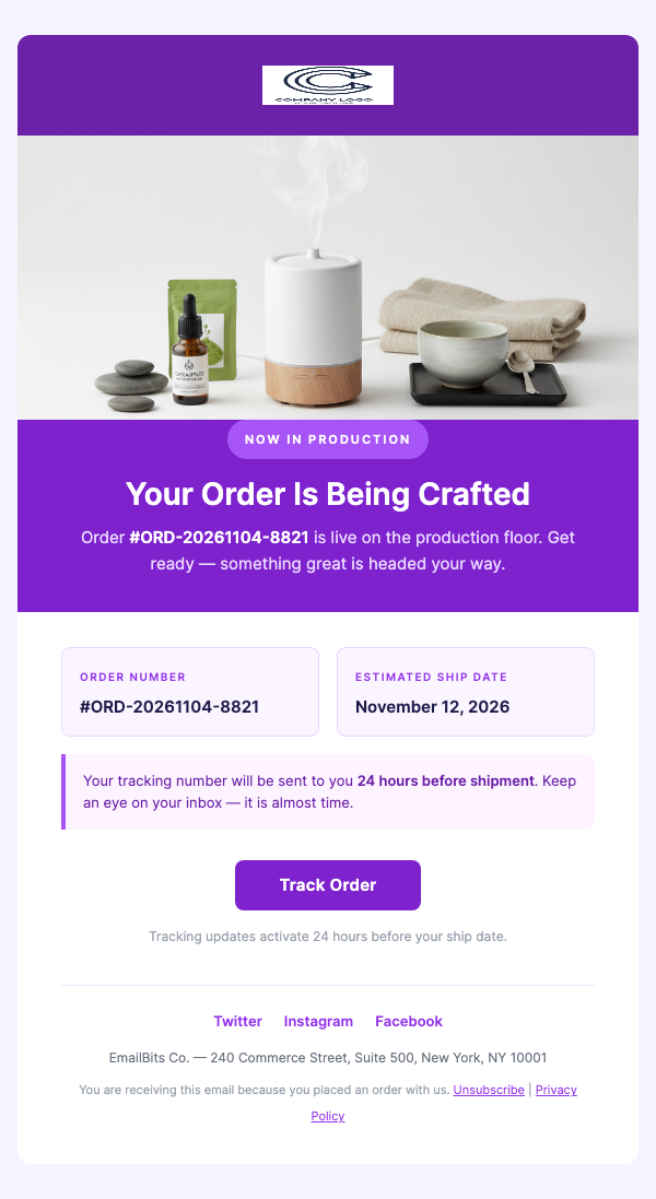 Lead Time Update – Your Order Ships [Date]