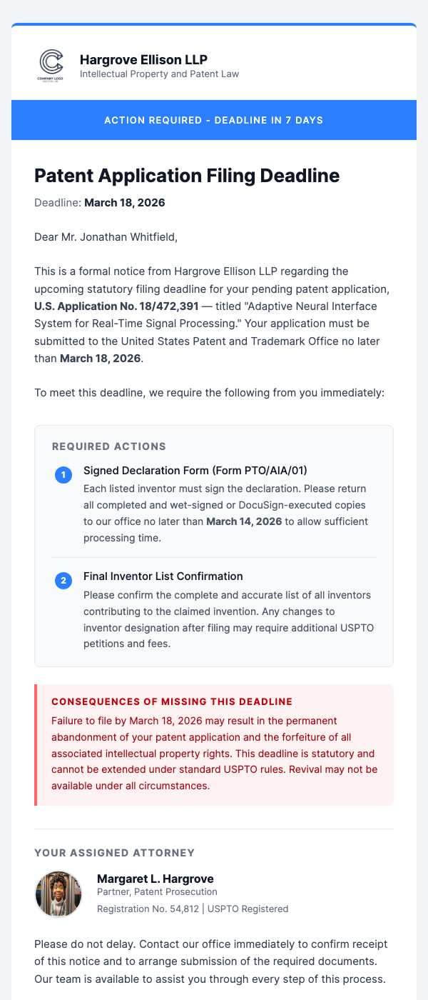 Legal Deadline Reminder