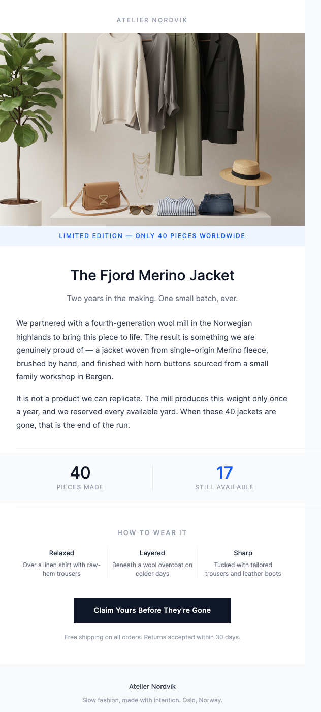 Limited Edition – Only [X] Pieces Remain