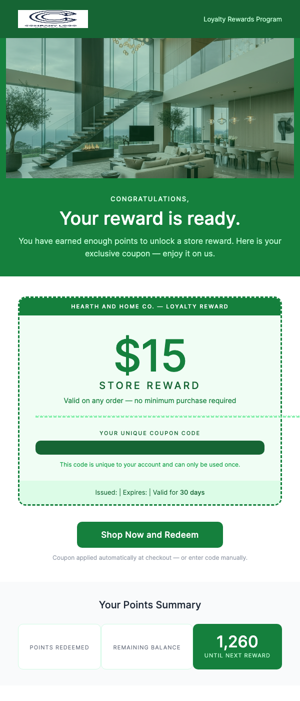 Loyalty Points Redeemed – Reward Coupon