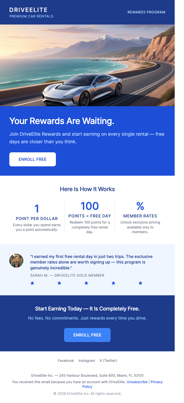 Loyalty Program – Earn Points on Every Rental