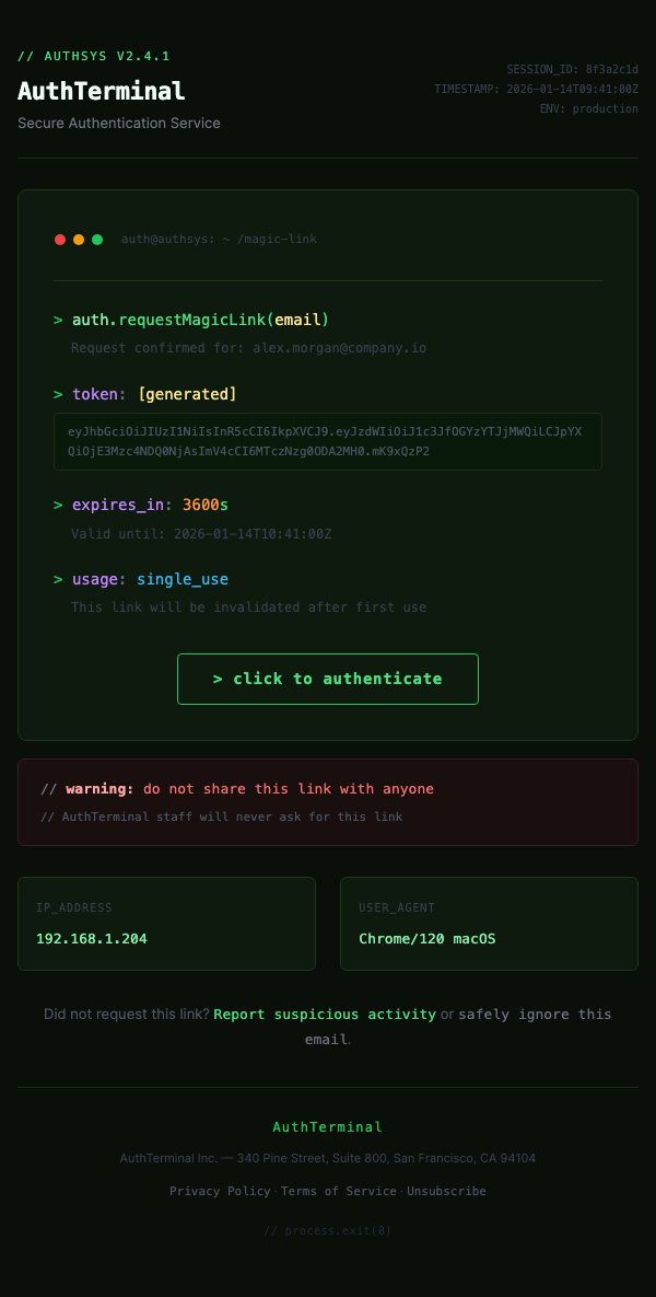 Magic Link – Terminal