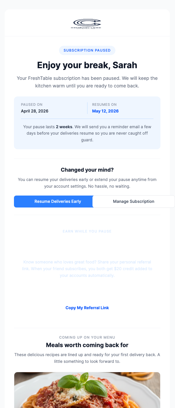 Meal Kit Subscription Paused