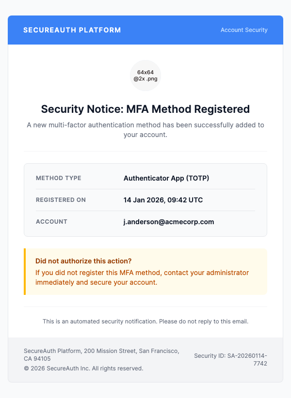 MFA Method Added – Corporate