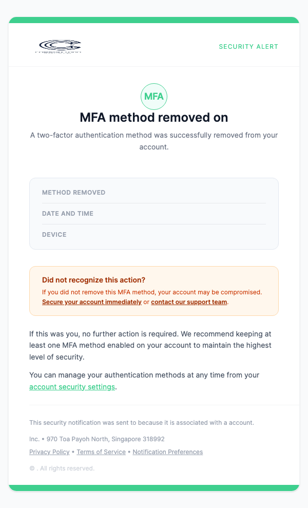 MFA Method Removed – Branded