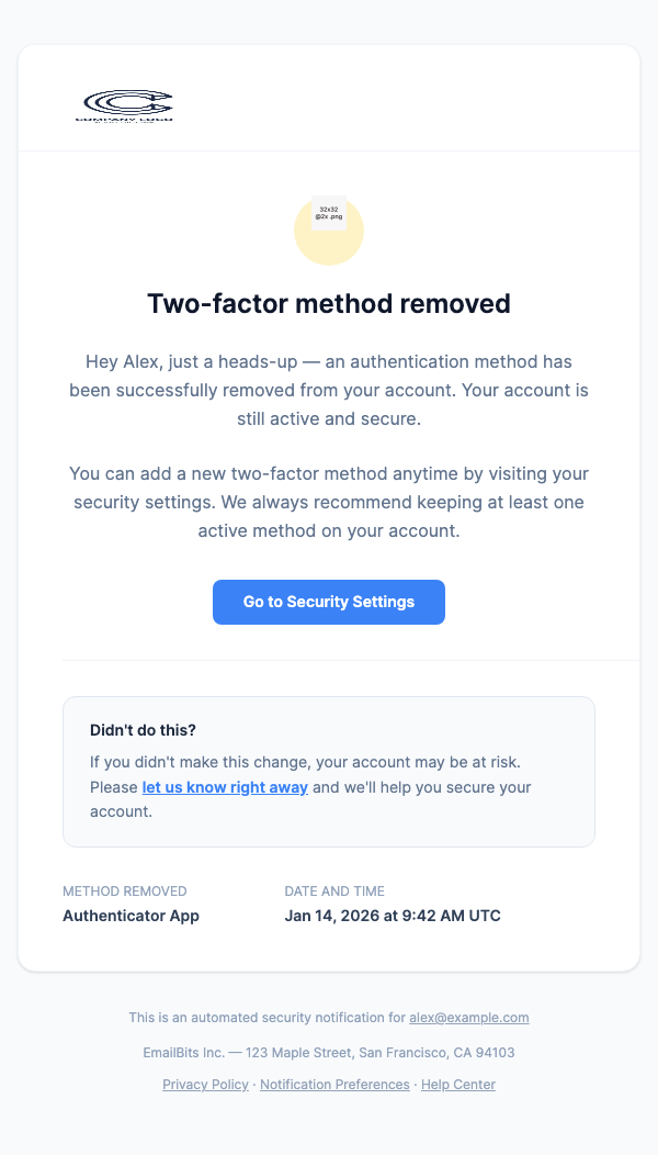 MFA Method Removed – Friendly