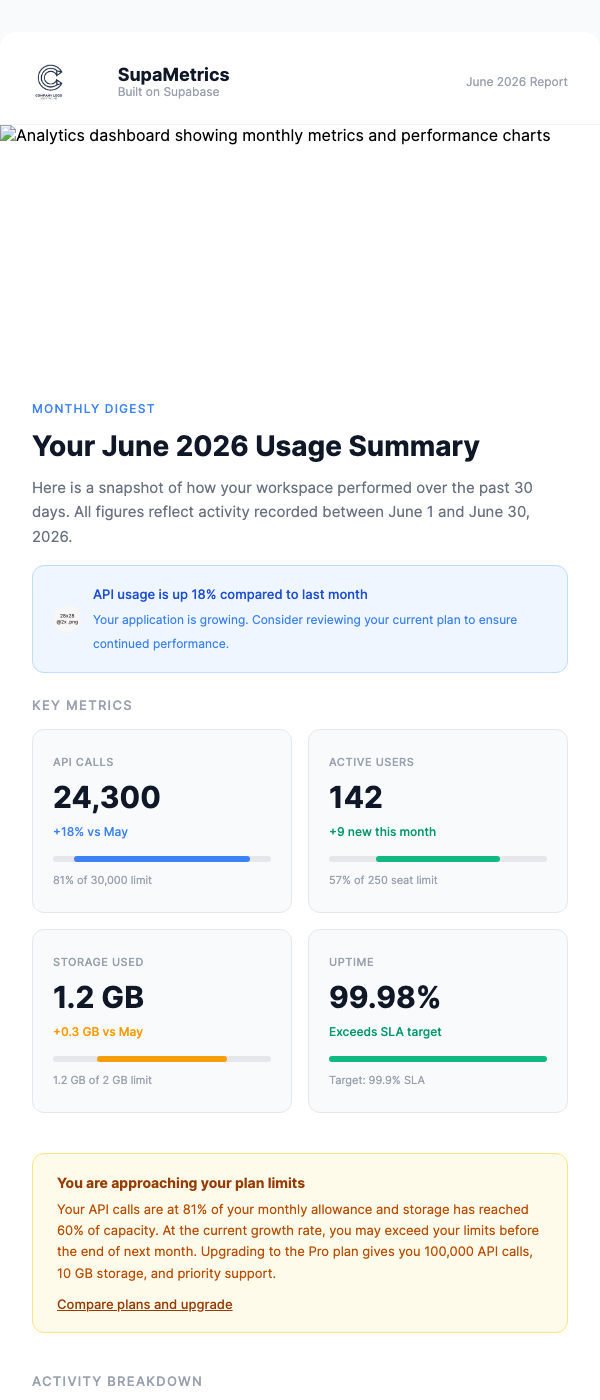 Monthly Usage Report