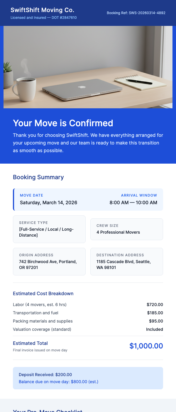 Moving Reservation Confirmed – Your Move Is Booked