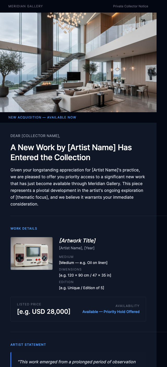 New Artwork Available – Collector Notification