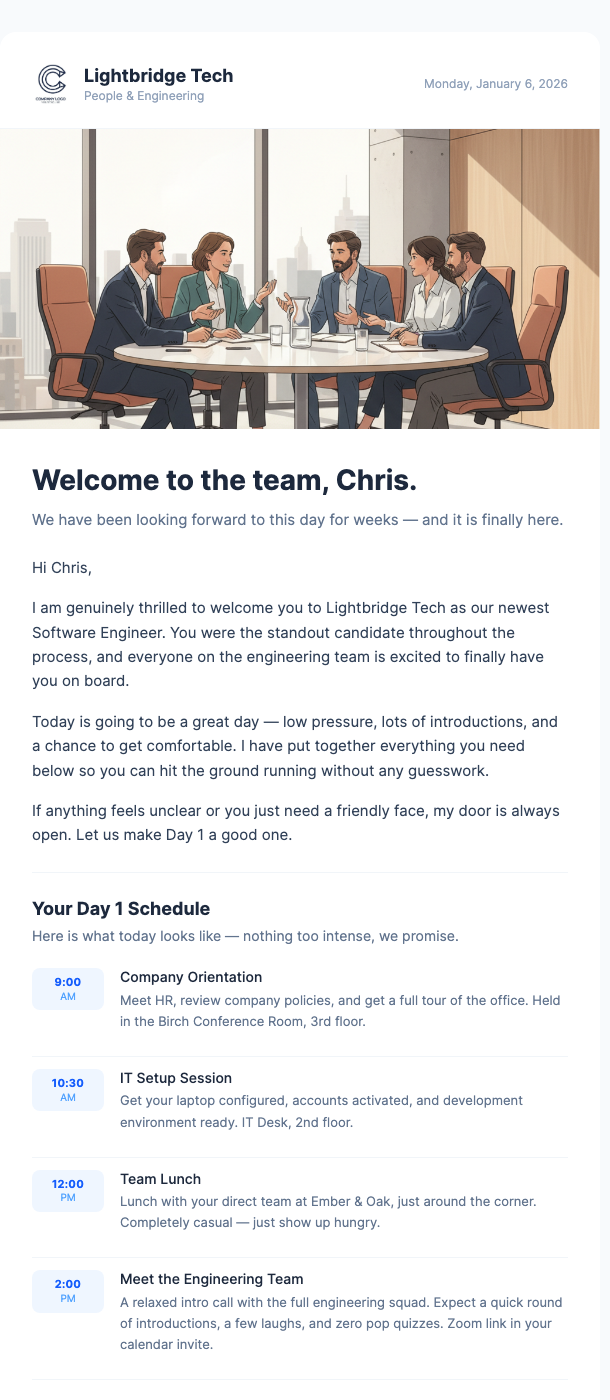 New Employee Day 1 Welcome