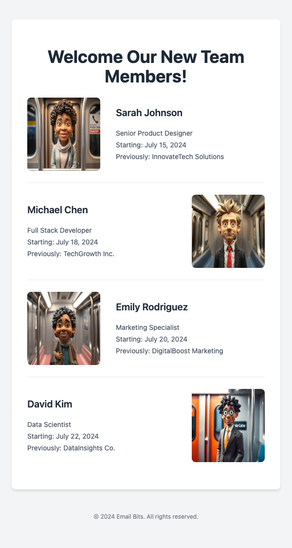 New Employees With Short About Info