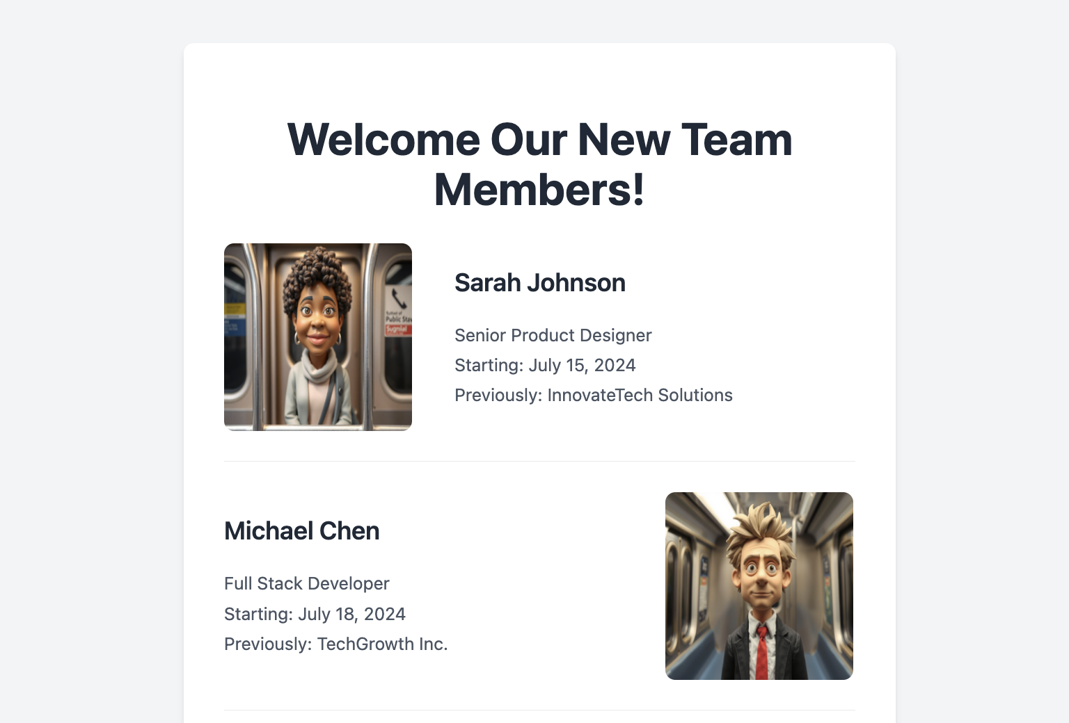 New Employees With Short About Info