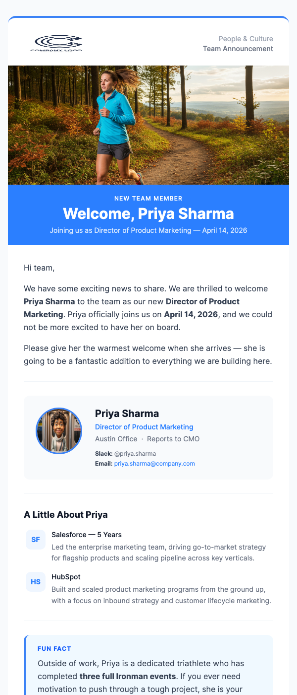 New Hire Announcement