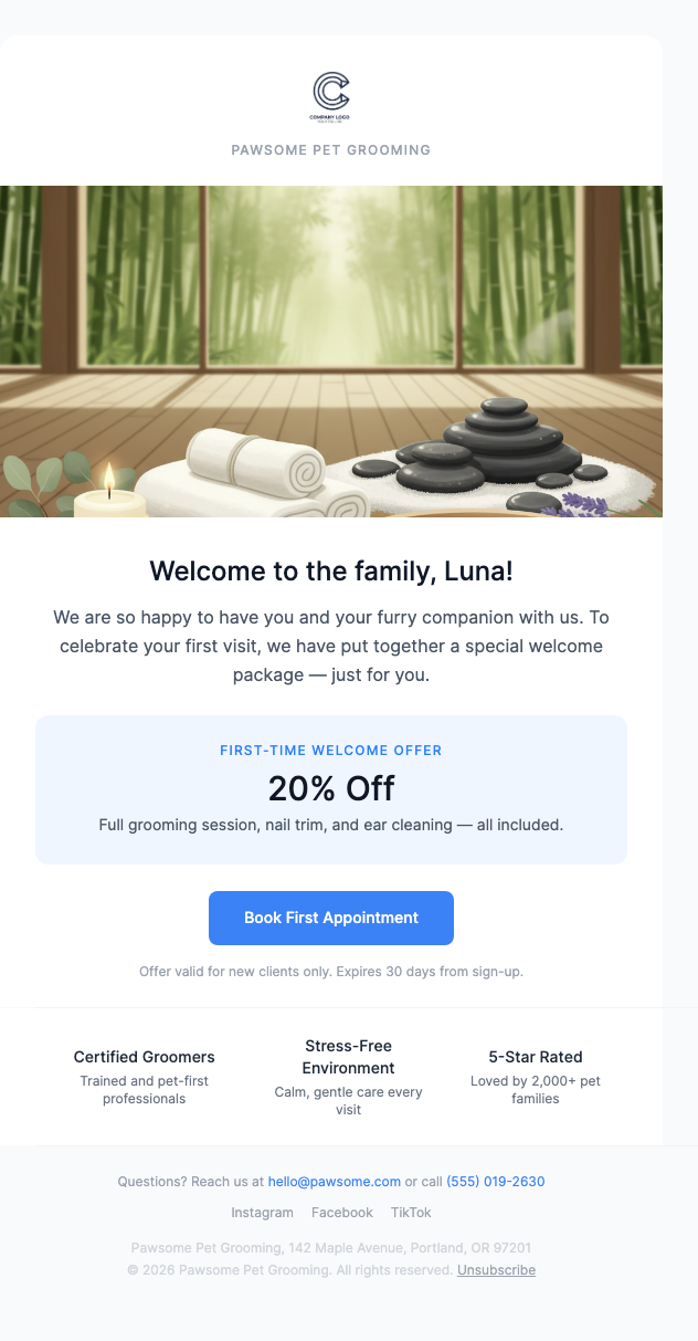 New Pet? Welcome – Introductory Services Package