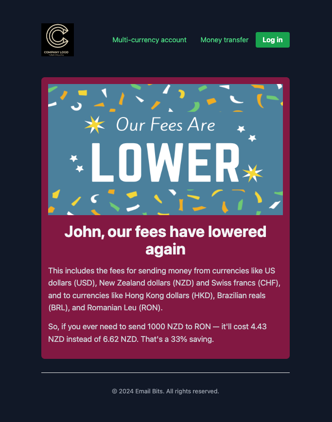 New Product Announcement Dark Theme