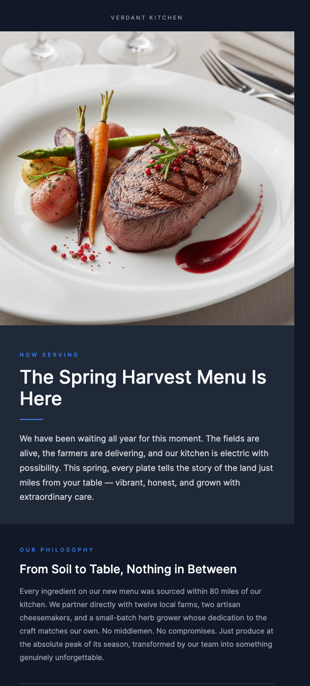New Seasonal Menu – Reserve Your Table