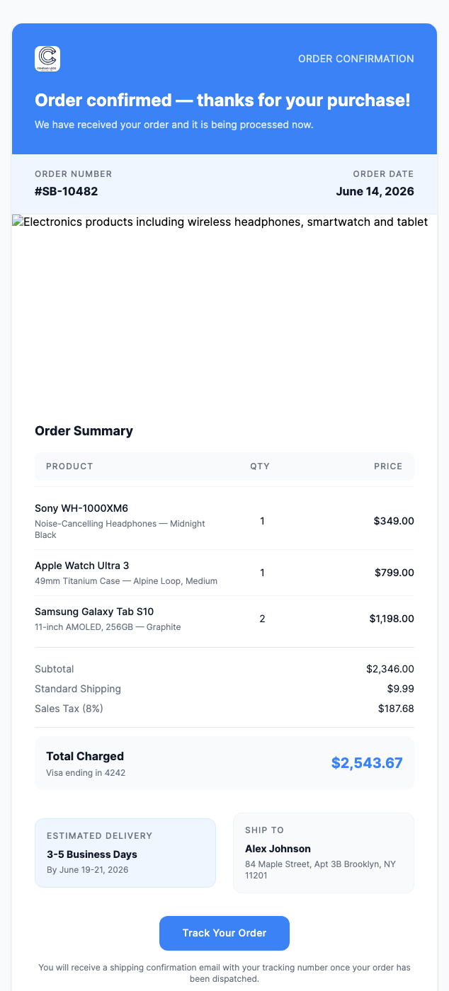 Order Confirmation – Supabase Store