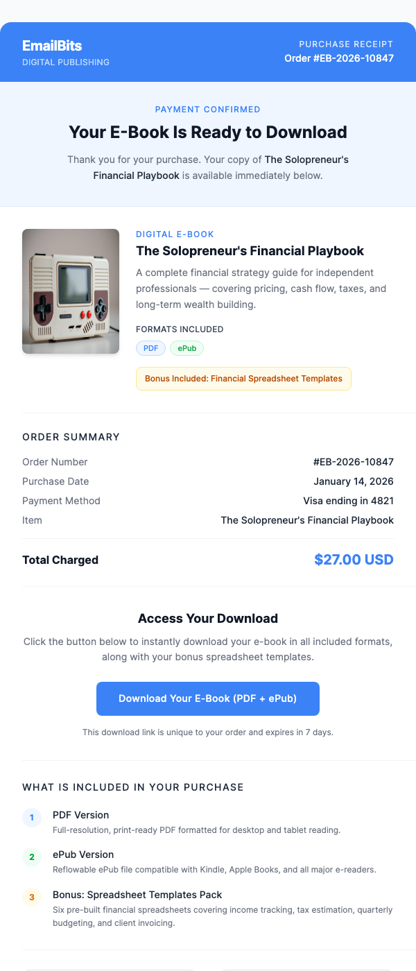Paid E-Book Purchase Confirmation