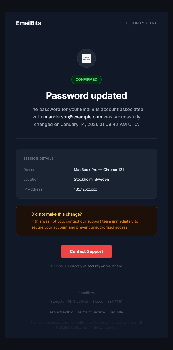 Password Changed – Dark