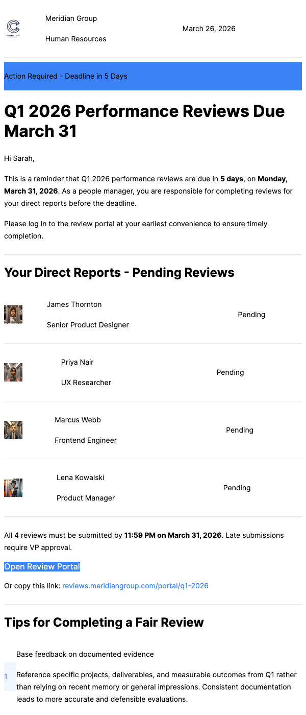 Performance Review Reminder
