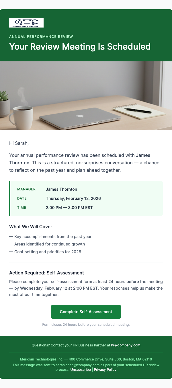 Performance Review Scheduled – Let's Discuss Your Progress