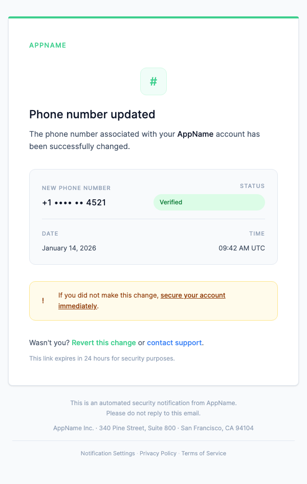 Phone Number Changed – Branded