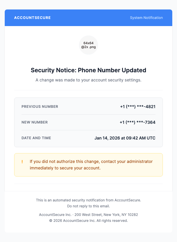 Phone Number Changed – Corporate