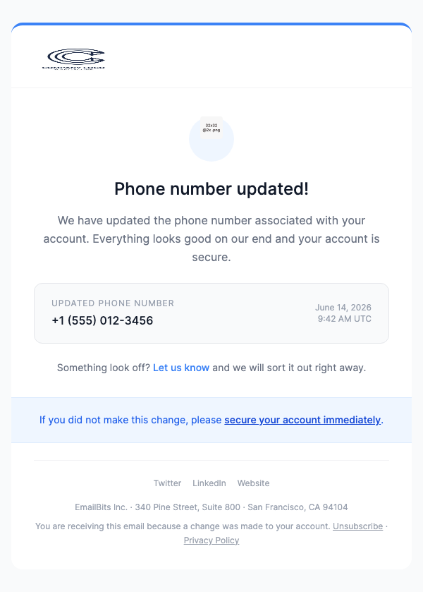 Phone Number Changed – Friendly