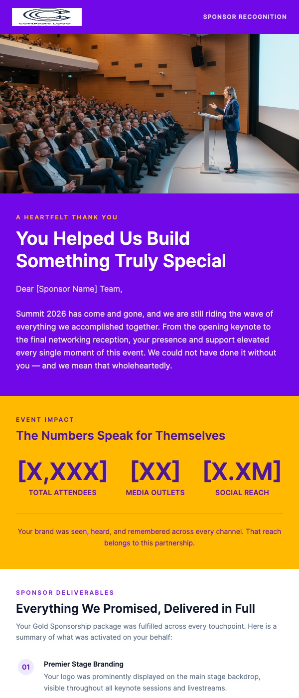 Post-Event Sponsor Recognition – Thank You for Your Support