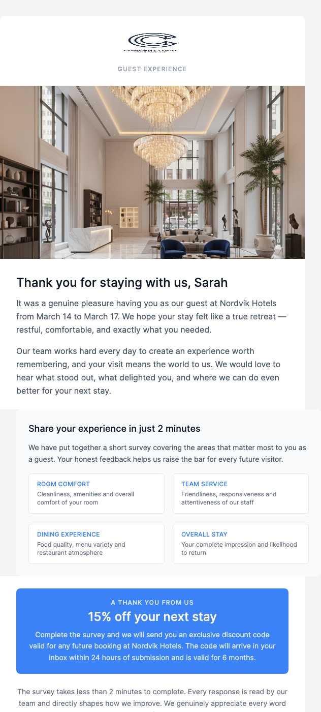 Post-Stay Survey – Help Us Improve