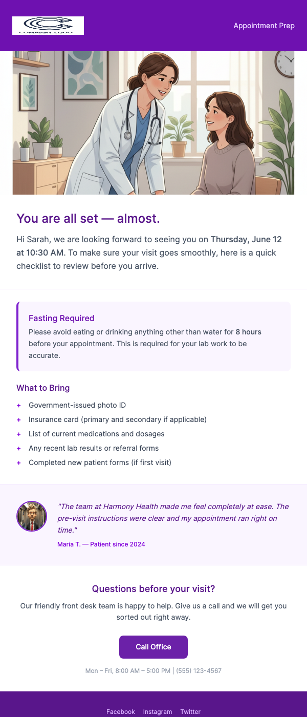 Pre-Visit Instructions – Prepare [Pet Name]