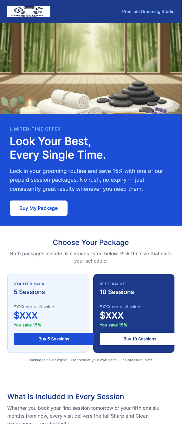 Prepay Grooming Package – Save 15%