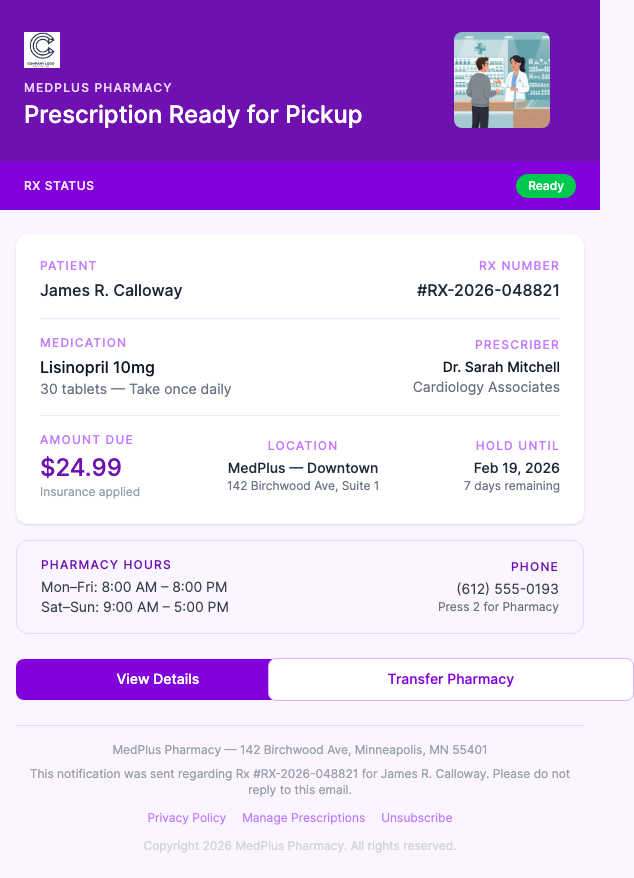 Prescription Ready – Pick Up at Pharmacy