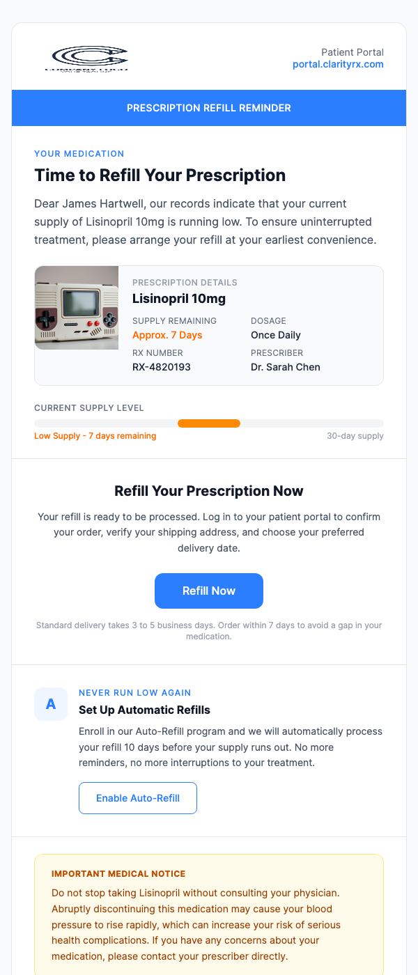 Prescription Refill Reminder