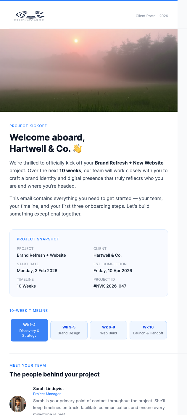 Project Kickoff Email