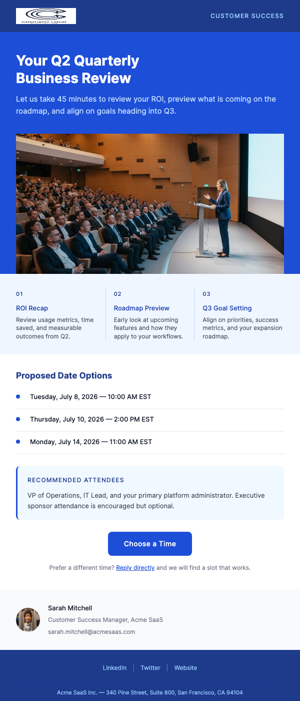 Quarterly Business Review – Save the Date