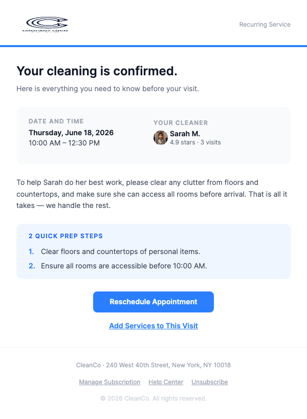 Recurring Cleaning Schedule Reminder
