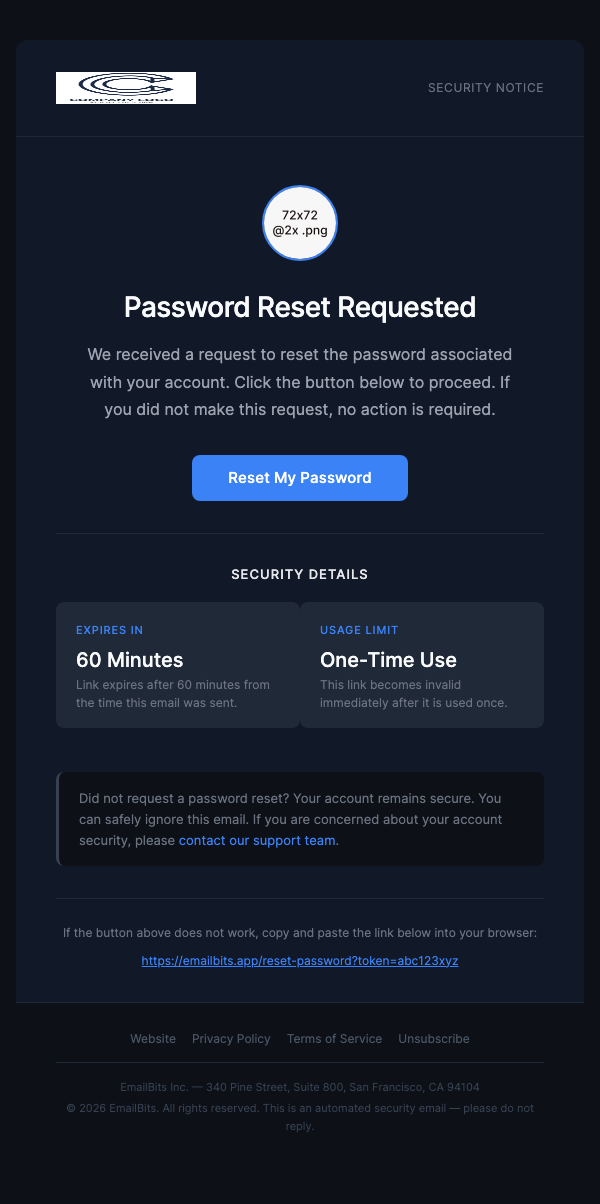 Reset Password – Dark