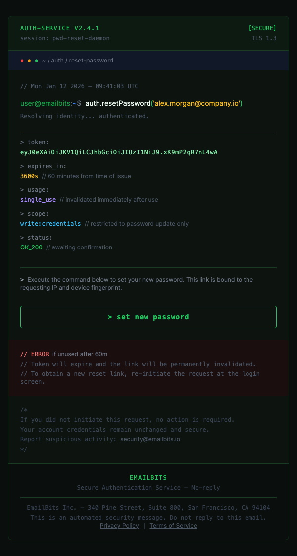 Reset Password – Terminal