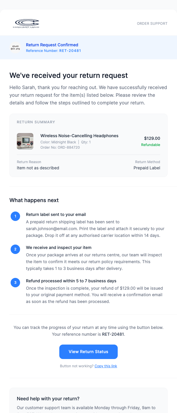 Return & Refund Initiated