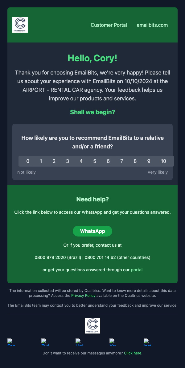 Satisfaction Survey - Net Promoter Score - Dark Theme