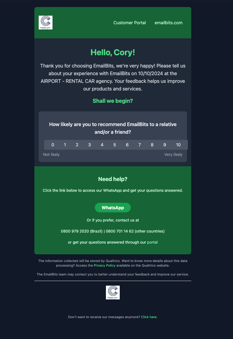 Satisfaction Survey - Net Promoter Score - Dark Theme