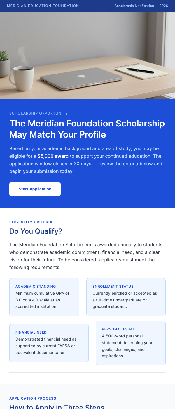 Scholarship Opportunity – You May Qualify for Funding