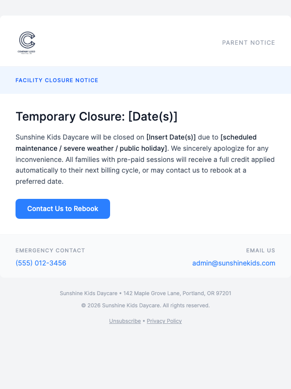 School Closure Notice – Important Update