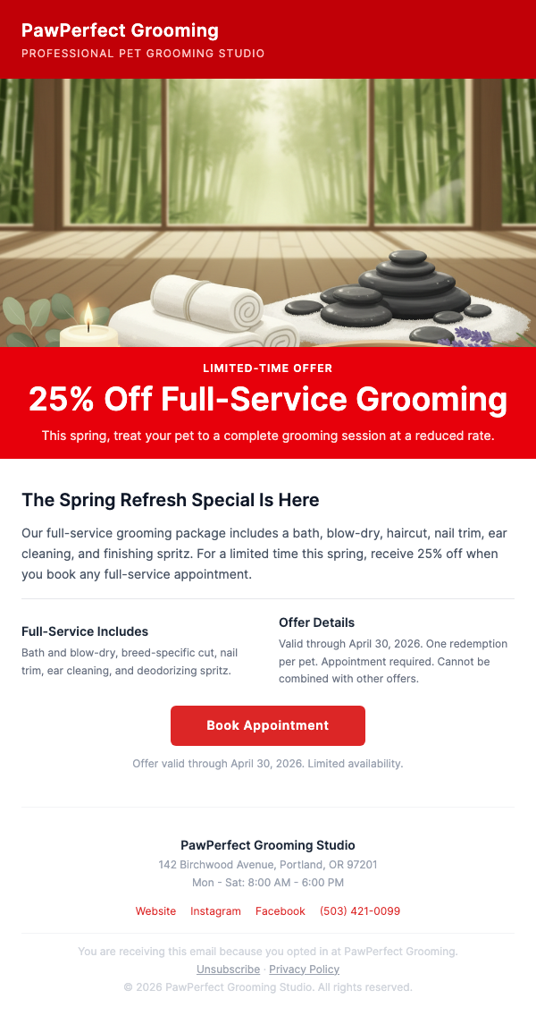 Seasonal Grooming Special – Spring Refresh 25% Off